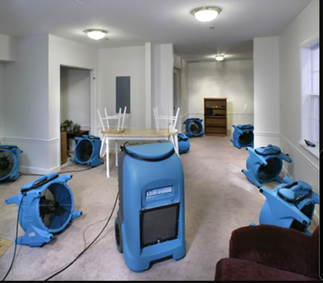 Air movers and dehumidifier setup for Water Extraction & Removal in Binghamton