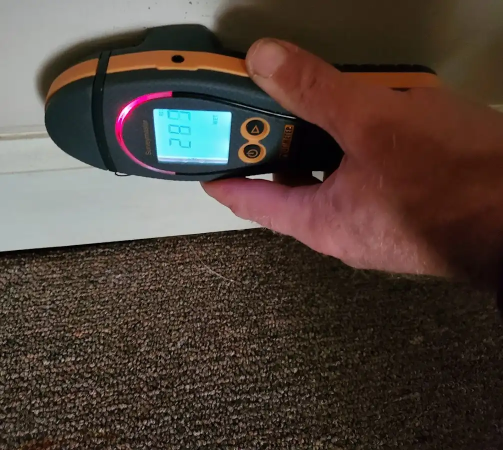 Moisture detection at baseboard during Storm Damage Restoration in Binghamton